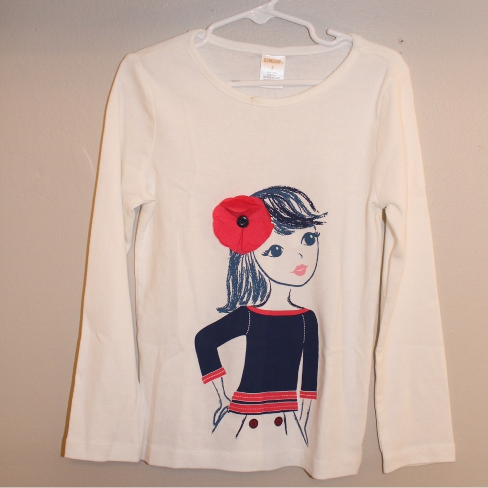 Gymboree White Long Sleeve Tee with Modern Graphic